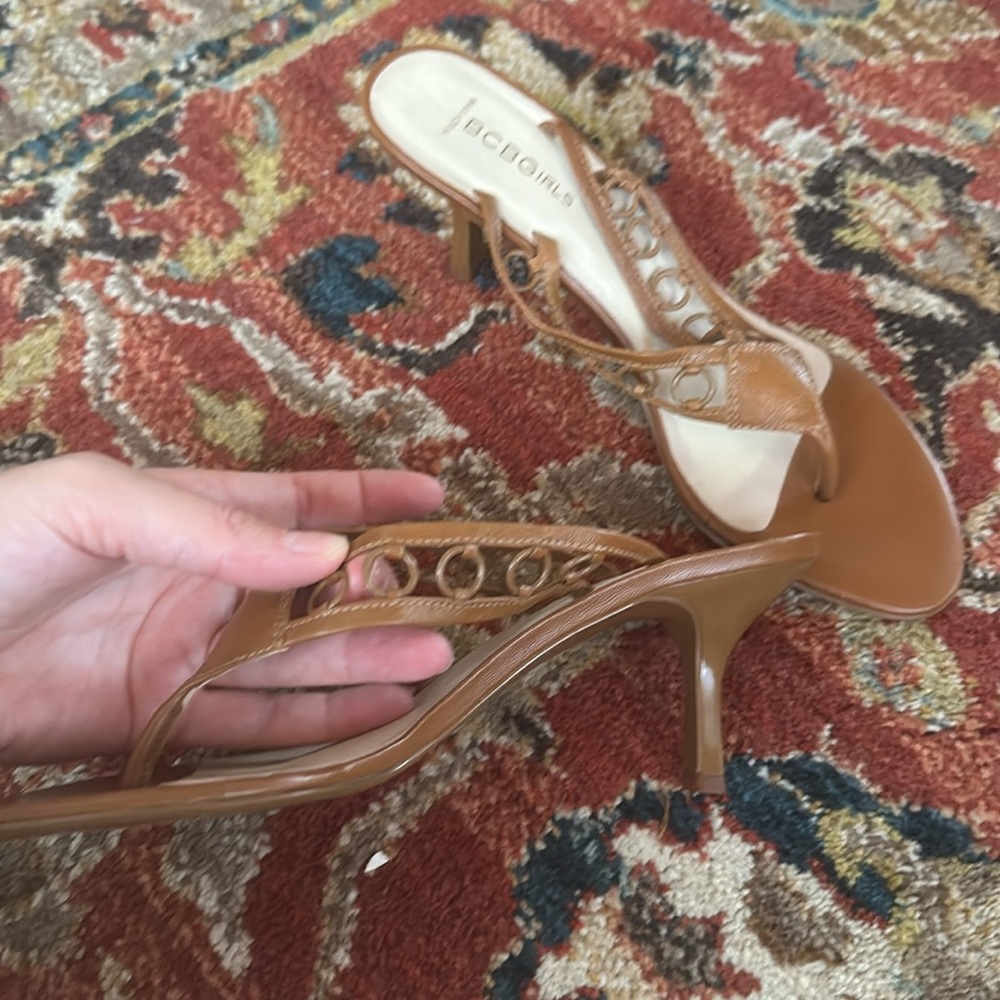 BCBG Girls cognac brown tan heels.  Size 9